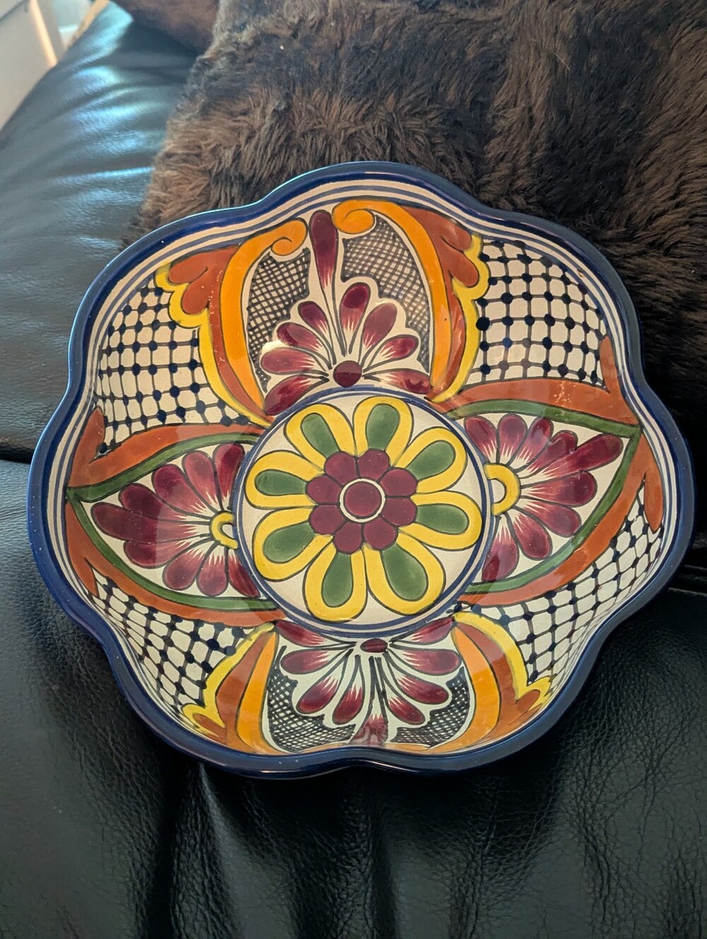 Hand-Painted Floral Ceramic Decorative Bowl - Multicolor